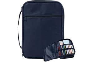 S.F. Creations Premium Bible & Book Carrying Case with Journaling Accessories - Convenient for Men, Women, Teens, and Kids, Navy (Navy)