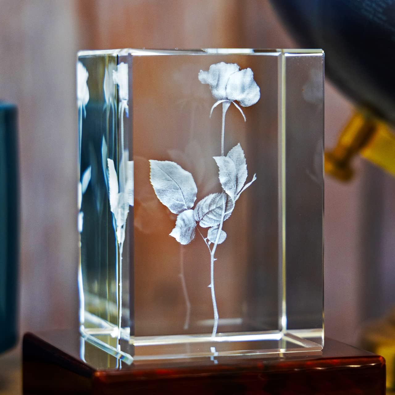 Photographs - Rose 3D Photo Crystal, Engraved Art, from Daughter, Gift for Mom, Home Decor, Unique Laser Etched Decor