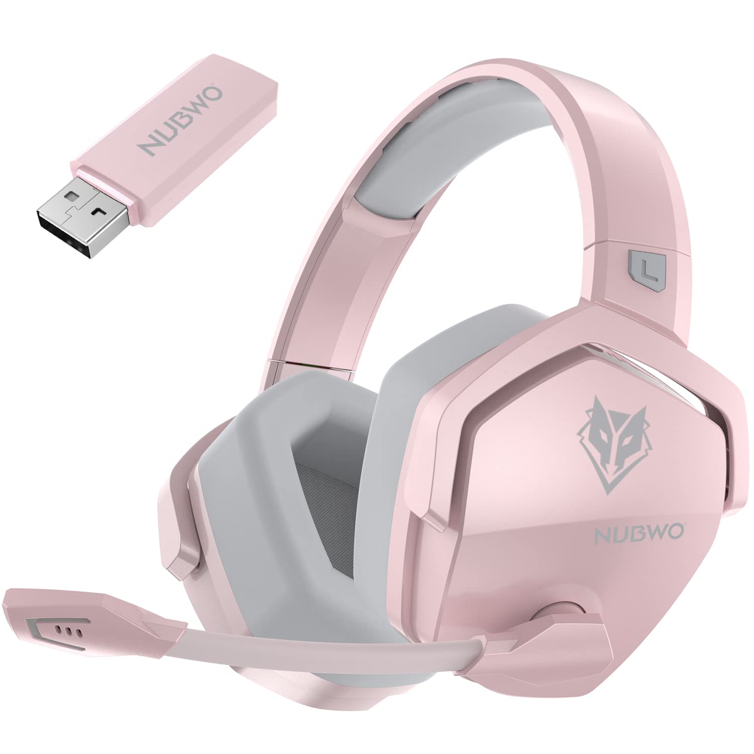 Photo 1 of NUBWO G06 Dual Wireless Gaming Headset with Mic for PS5, PS4, PC, Mobile, Switch: 2.4GHz Wireless + Bluetooth - 100 Hr Battery - 50mm Drivers - Pink