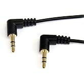 3 ft Slim 3.5mm Right Angle Stereo Audio Cable - M/M, Black | Aux Cable