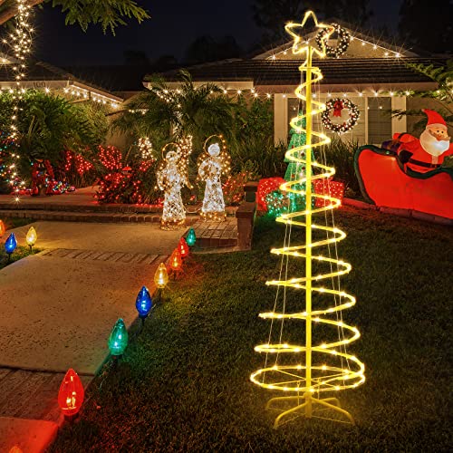 OUSHENG Spiral Christmas Tree Outdoor Christmas Decorations, LED