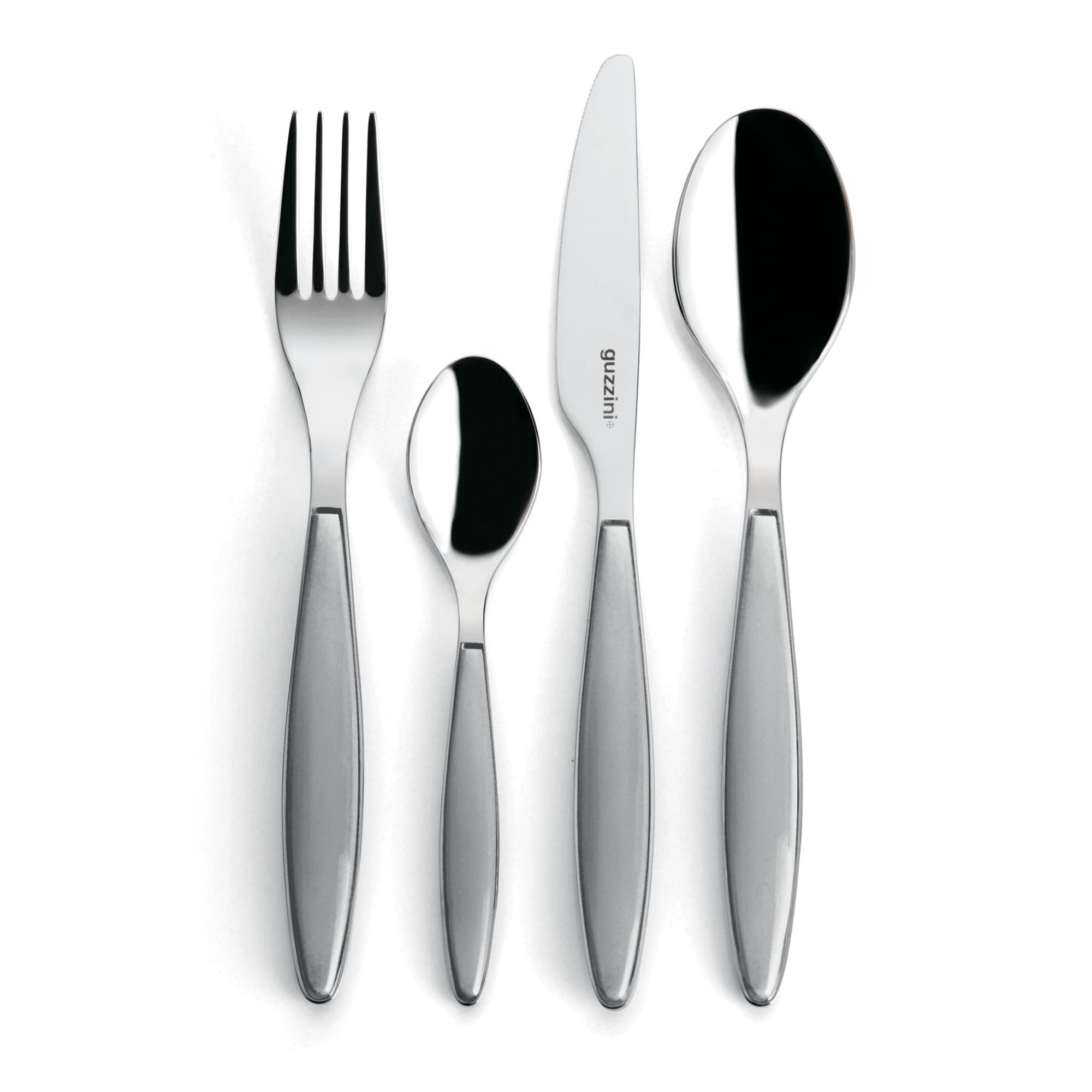 Guzzini - Feeling, 24-Piece Cutlery Set - Sky Grey, 15.8 x 7.5 x h25.5 cm - 23000092