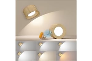 AKSDA Battery Operated Wall Light, LED Wall Sconce with 3 Color Modes 3 Brightness Levels 360°Rotation Lighting Touch Control, Wall Mounted Lamp Cordless Wall Lamp for Bedroom Reading Bedside-1Pack