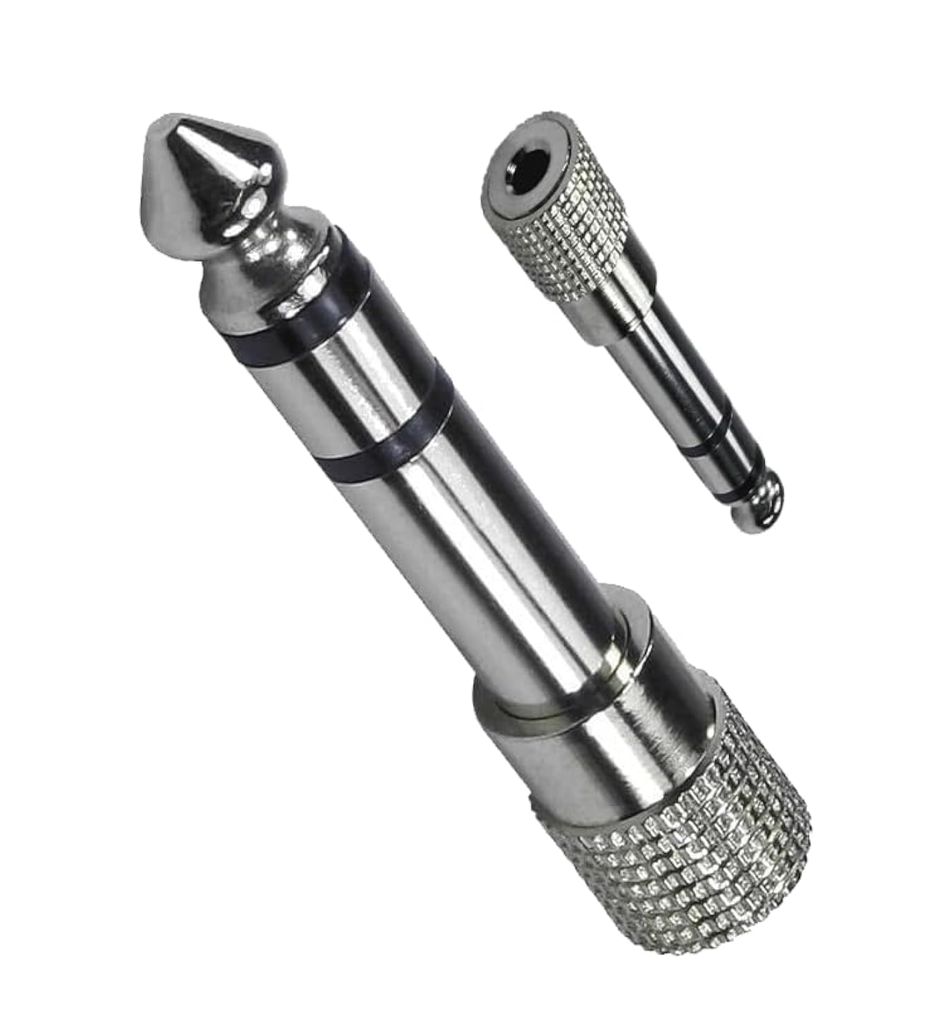 rhinocables 3.5mm Jack Socket to 6.35mm 1/4" Stereo Jack Plug Adapter Nickel Metal Audio Converter Small to Big