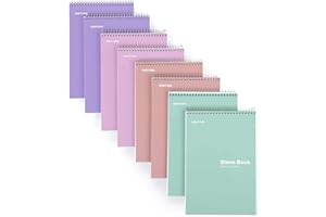 Mintra Office Steno Books - (Pastel 8PK - Lavender, Sage, Salmon, Spring Pink) - Poly Cover, Narrow Ruled Paper, 6" x 9", 100 sheets for Writing Notes for school, office, 6x9 steno notepad, top bound spiral (8 PACK)