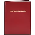 BookFactory Maintenance Log Book - 120 Pages, 8" x 10", Red Imitation Leather Cover, Section Sewn Hardbound (LOG-120-SCS-A-LRT30-(Maintenance))