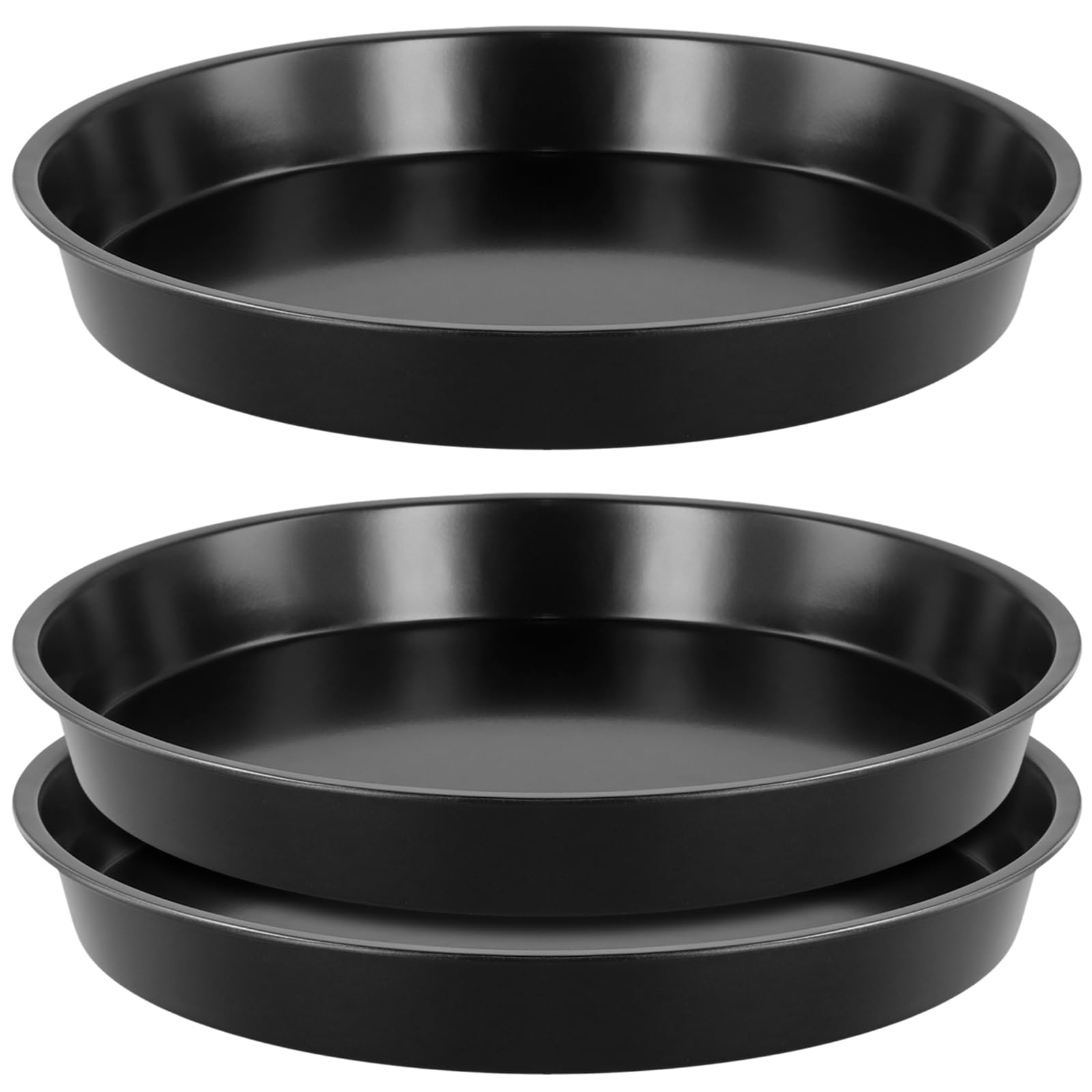 JEUIHAU 3 PCS Round Pizza Baking Tray, 10 inch Non Stick Round Baking Tray Durable Carbon Steel Pan Deep Pan Pizza Tray for Baking Oven, Making Pizza, Home Kitchen