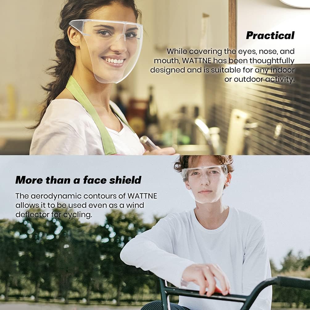 Face Shield, Clear Safety Face Shields with Frame Detachable Full Face Protective Reusable Goggle Shield Anti-spitting Fog & Scratch Resistant Suitable for Indoor and Outdoor Activities - - 