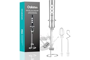 Oskinm Milk Frother Handheld with 3 Stainless Steel Whisks, USB Rechargeable Electric Foam Maker, Drink Mixer with 3 Speeds for Coffee, Bulletproof Coffee, Latte, Matcha