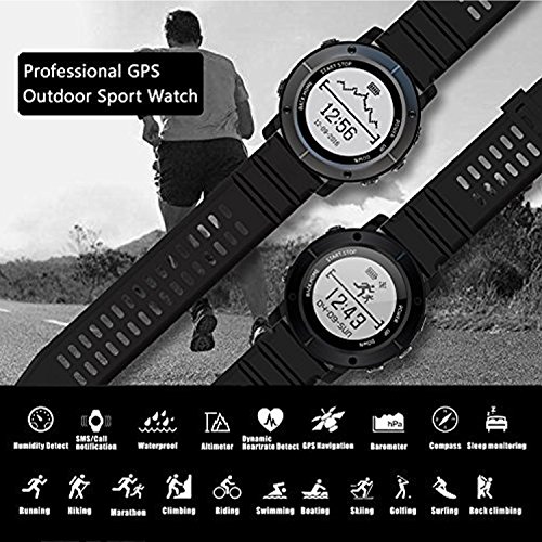 UWear GPS Smart Watch,Bluetooth IP68 Waterproof Stainless Steel Smart Watch,Black Smart Men Watch with Global Positioning System,Heart Rate,Compass,Pedometer for IOS Iphone,Android(Grey) - Thumbnail 7