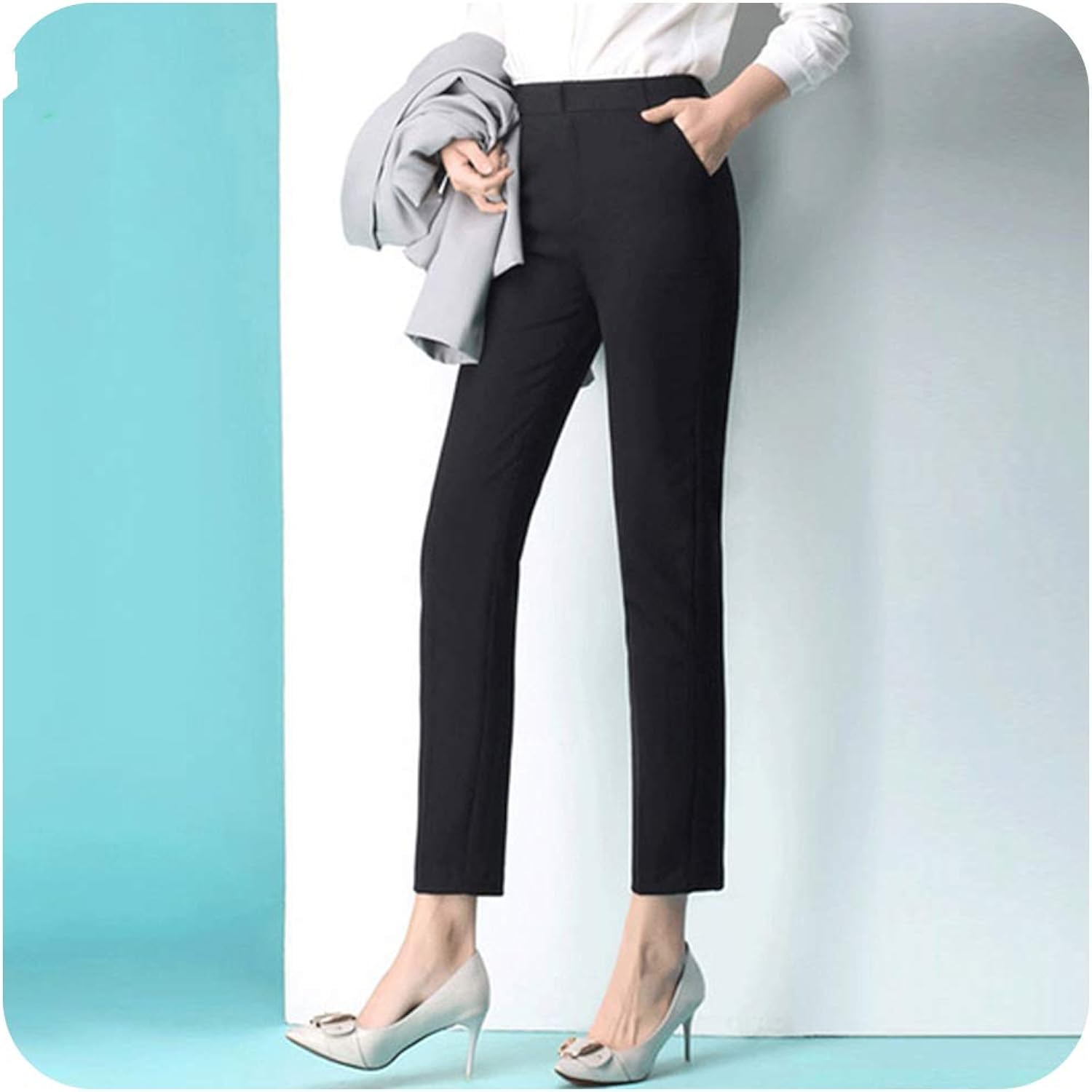 grey office trousers womens