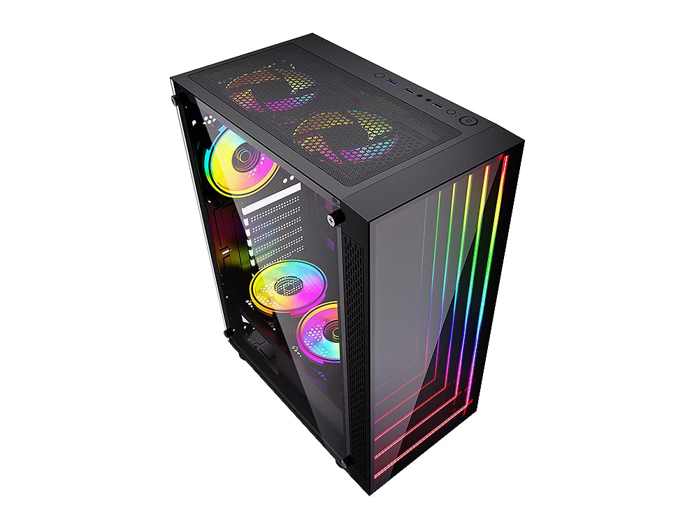 Bgears b-Optillusion (Fans NOT Included) Gaming PC ATX case, Special Optical Illusion ARGB Front Panel, Tempered Glass Side. USB3.0, Support up to EATX Motherboard.