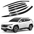 AUTOCLOVER Tape-On Rain Guards Window Visors 6 Pcs Set for Hyundai Tucson 2022 2023 2024 2025 / Window Deflectors, Out-Channel Vent Shades (Smoked)