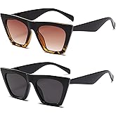 BOJOD Square Cat Eye Sunglasses For Women Fashion Vintage Trendy Cateye Sunglasses For women Black