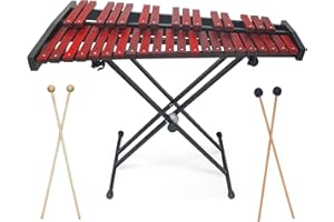 HAUKUIDT 37 Note Glockenspiel Xylophone,Professional Wooden Glockenspiel Xylophone with Mallet and Adjustable Stand,Xylophone Bell Kit for Adult Students