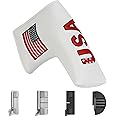 Golf Club Head Covers,4pcs or 1pc USA Golf Head Covers for Woods and Driver Fairway Hybrid - PU Leather Mallet Blade Putter for Men Women Golf Enthusiast