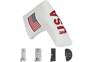 FRIMON Golf Club Head Covers,4pcs or 1pc USA Golf Head Covers for Woods and Driver Fairway Hybrid - PU Leather Mallet Blade Putter for Men Women Golf Enthusiast