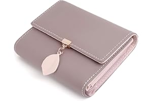 UTO RFID Wallet for Women PU Leather Leaf Pendant Card Holder Phone Checkbook Organizer Zipper Coin Purse