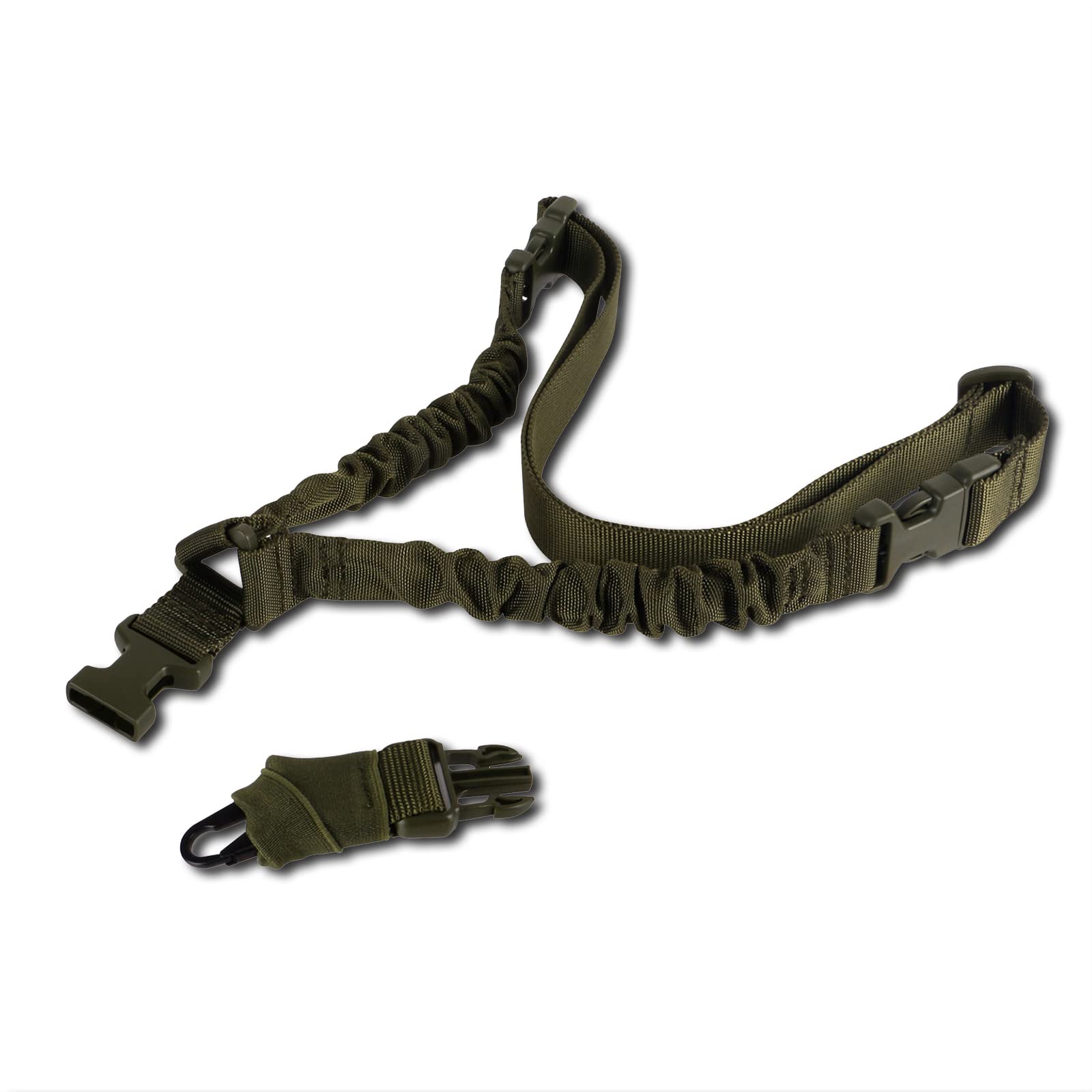 FOCUHUNTER 1-Point Sling QD Sling Quick Adjust Length Strap Nylon Webbing Multi-use Shoulder Durable Sling with Metal Hook for Outdoor Sports (Green)