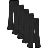 Resinta 5 Pack Girls Flare Leggings Cotton Blend Soft Flared Pants 5-14Y | Soft Cotton Blend, Trendy Flare Leg, Elastic Waistband, for Girls' School Days, Casual Outings &amp; Active play
