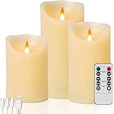 Autbye Rechargeable Flameless Candle, Realistic 3D Flickering Warm Flame, LED Candle with Remote Control & Timer for Holiday, Wedding, Patio and Home Decoration