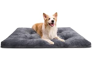 KSIIA Dog Crate Bed Washable Dog Beds for Extra Large Dogs Deluxe Thick Flannel Fluffy Comfy Kennel Pad Anti-Slip & Anti-Scratch Pet Sleeping Mat, 41 x 27 Inch, Gray