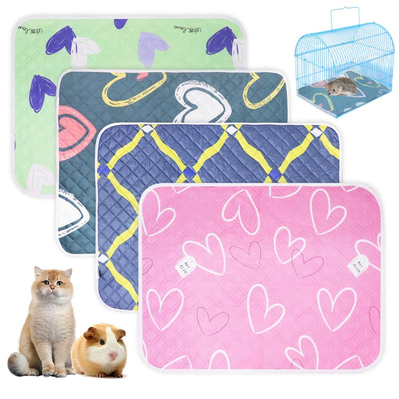 4Pcs Guinea Pig Bedding, Waterproof Reusable Fast Absorbent Puppy Training Pad, Washable Air Dried Pee Mat for Small Animals Rabbit Cat Hamster Dog