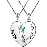 S925 Sterling Silver Mother Daughter Set 2 Granddaughter Family Heart Pendant Necklace Jewelry from Dad Mom Grandmother Son Birthday