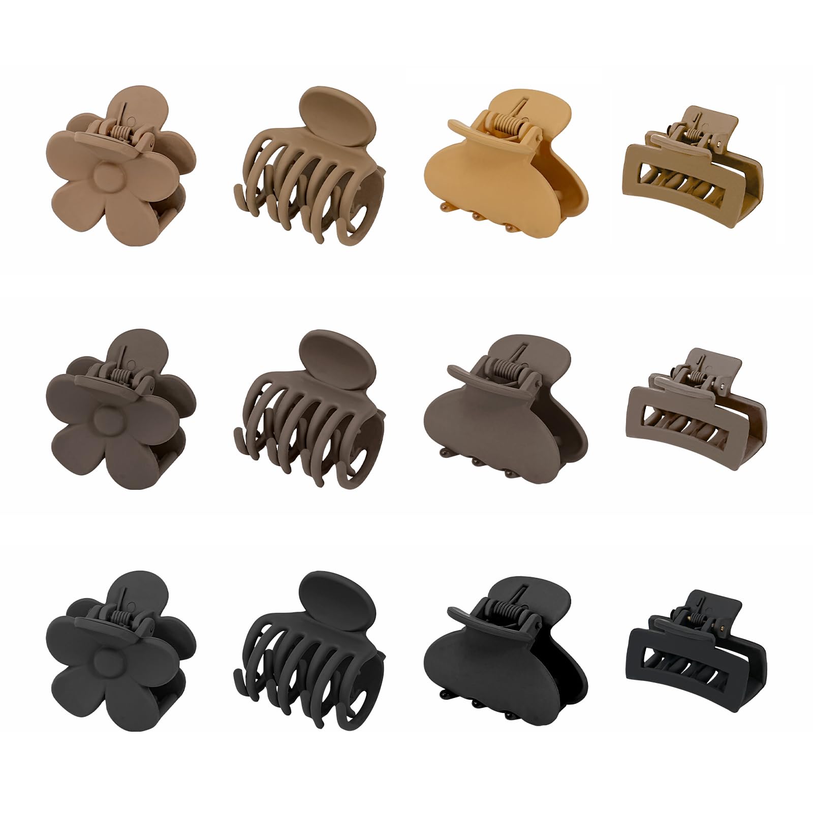 12 PCS Small Claw Clips, Durable Matte Claw Clips for Thin/Medium Thick Hair, Strong Hold Nonslip Small Hair Clips 4 Styles Hair Claw Clips for Women and Girls