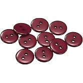 HARFINGTON 10pcs Sewing Button 1/2"(12.5mm) 2 Holes Resin Round Craft Replacement Buttons for Clothing DIY Crafts Decoration, Dark Red