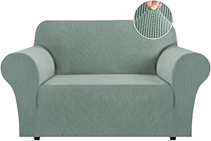 Flamingo P One Piece Loveseat Slipcover Stylish Furniture Cover/Protector Stay in Place with Spandex Stretch Durable Fabric, Dark Cyan, Loveseat
