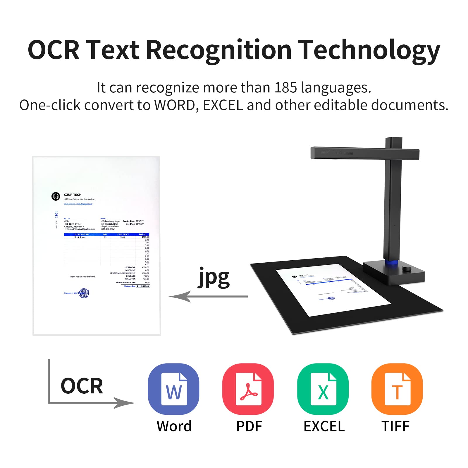 CZUR Shine800 Pro Portable Document Scanner, 8MP Document Camera, OCR Multi-Language Recognition, USB Doc Camera for Live Demo, Web Conferencing, Remote Teaching, for Mac OS&Windows