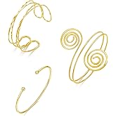 COLOYAN 3PCS Arm Cuff for Women Upper Arm Cuff Bangle Coil Armlet Gold Silver Adjustable Armband Arm Bracelet ArmBand Jewelry