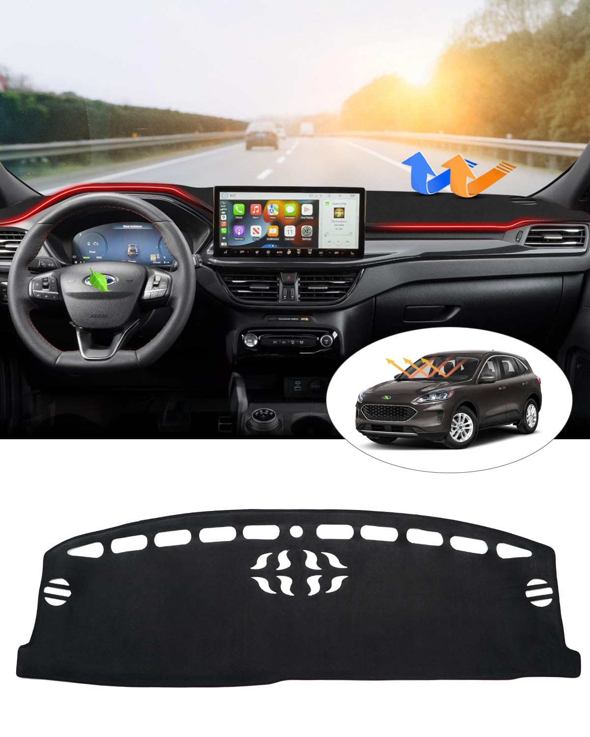 Photo 1 of Cartist Dash Cover Vehicle Specific Fits for Ford Escape 2020-2025 2026 (Without HUD), Dashbpard Cover for Escape Accessories Non-Slip Anti-Glare (Gift)