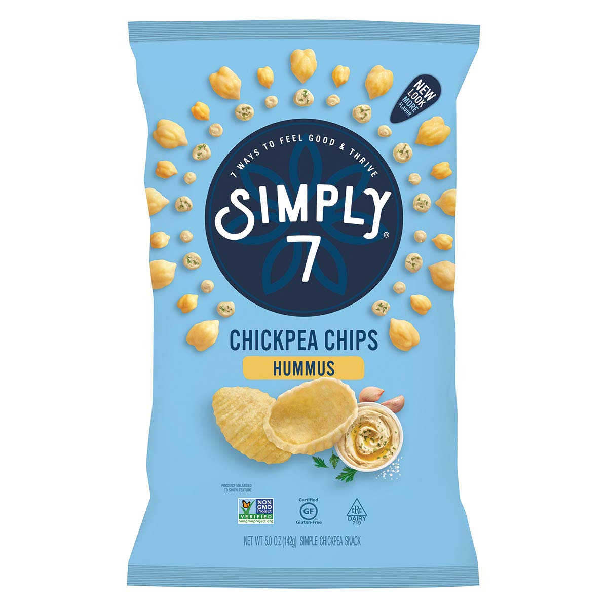 Simply7 Gluten Free Chickpea Hummus Chips, Sea Salt, 5 Ounce (Pack of