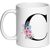 SIUNY Personalized C Gifts Coffee Mugs - Novelty Monogrammed Gift Tea Cup for Women, Birthday Christmas Gift for Her Wife Mother Day Grandma Girlfriend Friend Friendship, Bride Bridesmaid (C)