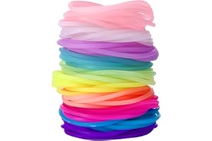 Senkary 120 Pieces Silicone Jelly Bracelets Glow Neon 80s Rubber Bracelets Gel Gummy Elastic Hair Ties for Adults, Women, Kids, Girl (10 Colors)