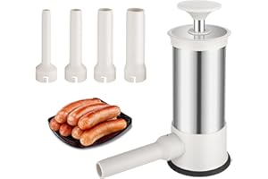 Aiuuee Sausage Stuffer, Kitchen Homemade Sausage Machine with 4 Stuffing Tubes, Vertical Sausage Maker Fast Sausage Filling, 2.2LBS