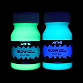 Artme Glow in The Dark Paint, Glow Paint Set of Green and Blue Colors (60ml/2oz, each) Acrylic Glow Paint Perfect for Art Pai