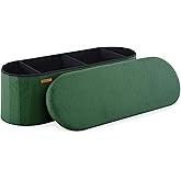 HAUSFRAU Ottoman with Storage, Sherpa Folding Storage Bench Foot Rest, Modern Upholstered Seat for Living Room, Entryway, Bed