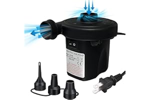 Aida & Hani Electric Air Pump for Inflatables Air Mattress Pump Pool Air Pumps Quick Unwarming Electric Pump Plug in Inflate Deflate Pump with 3 Nozzles Black