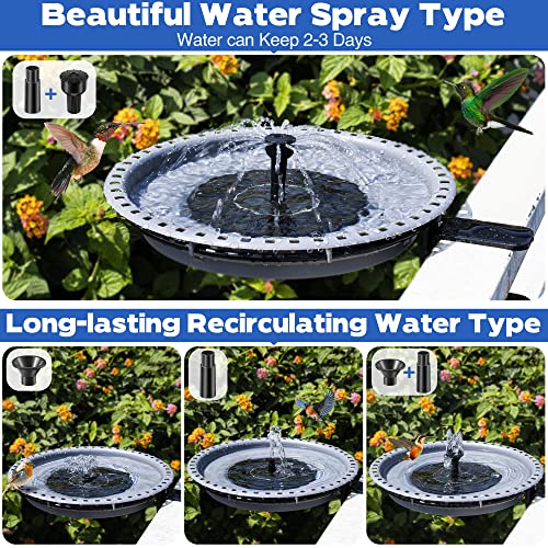 Solar Bird Bath Fountains, Bird Bowl with Solar Pump, Solar Powered Fountain Combo Set with 4