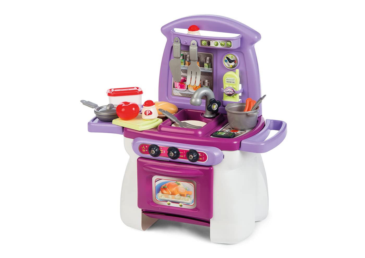 Chicos - Cook'Home My First Kitchen Toy Kitchen | Children's Kitchen Includes 17 Accessories | Cutlery, Plates, Pot, Frying Pan, Salt Shaker, Phone and Many More Things | +18 Months (84018)