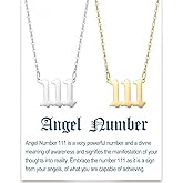 LAOYOU 2pcs Pack Angel Number Necklace For Women, Gold Silver 000 111 1111 222 333 444 555 666 777 888 999 Angel Numbers Necklace For Girls Numerology Jewelry Hypoallergenic Non Tarnish