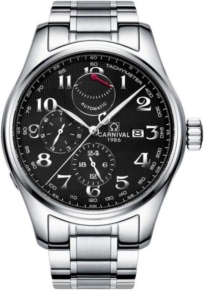 Men's Watch, Automatic Mechanical Watches with Week and Date Display 24-Hour Scale Movement Energy Display Water Resist Wrist Watch H689AG