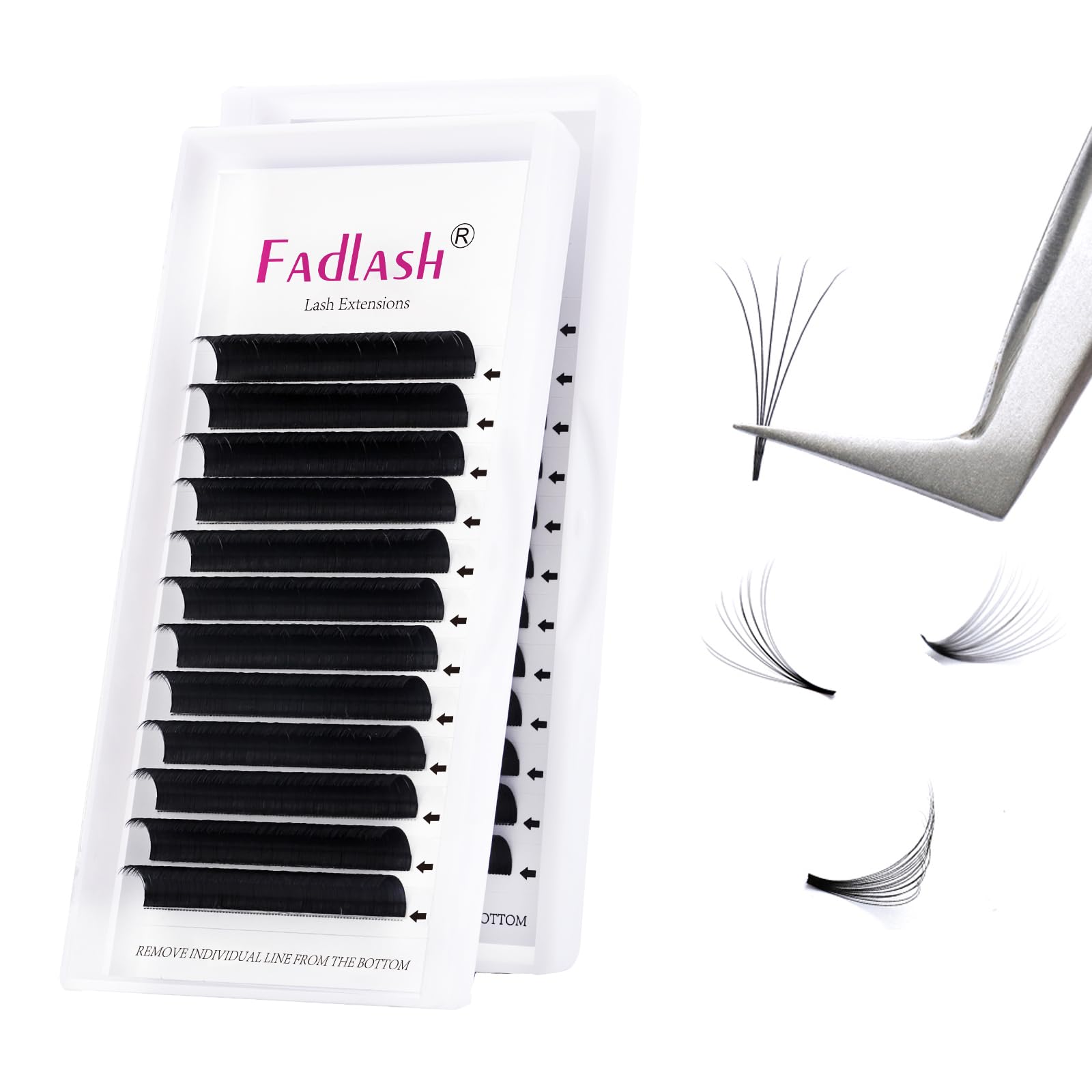 Fadlash Easy Fan C Curl 0.03 11mm Single Lashes - Russian Automatic Blooming Eyelashes Extensions