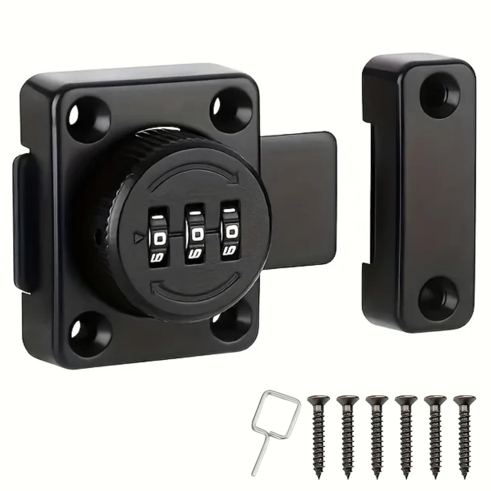 Cabinet Lock, 3-Digit Password's Combination Lock, Fits Use to Gate Latch & Cabinet Lock for Bedroom Door/Wardrobe/Cupboard/Office File Cabinet