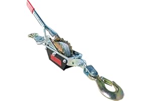 Dremvoist Come Along Winch,2T Heavy Duty Power Cable Come Along Tool Chain Winch Ratchet Tool with Dual Gear,12FT,2 Hook,Automotive Hoist Winch Puller,Hand Winch Cable,for Vehicle Rescue,Recovery Gear