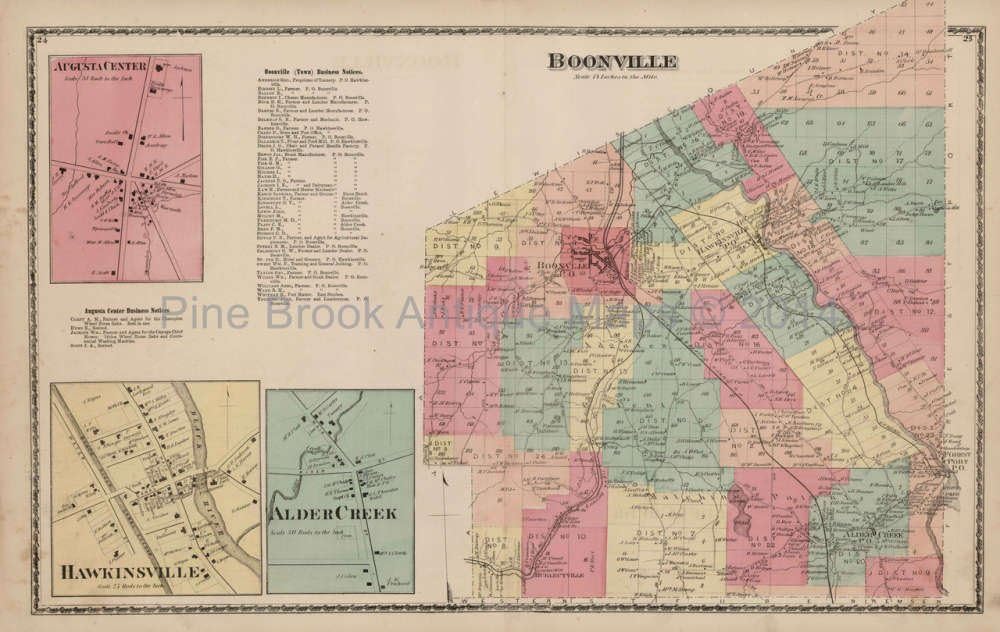 Boonville Hawkinsville New York Antique Map Beers 1874 Unique Oneida