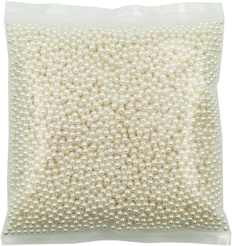 Vase Fillers - INSPIRELLE 6000pcs 4mm Ivory Polished ABS Undrilled Art Faux Pearls for Vase Fillers, No Hole Imitation Round Pearl Beads for Home Decoration